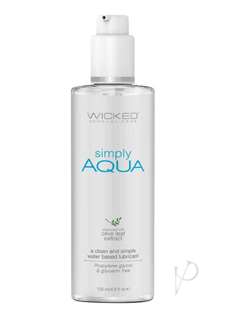 Wicked Simply Aqua Water Based Lubricant with Olive Leaf Extract - 4oz